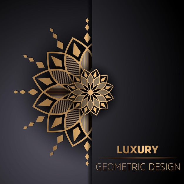 Sfondo di design di lusso mandala ornamentale in colore oro