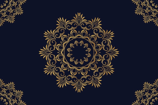 Vector luxury ornamental mandala design background in gold color