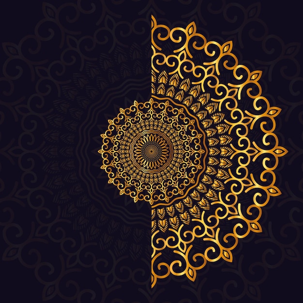 Vector luxury ornamental mandala design background in gold color