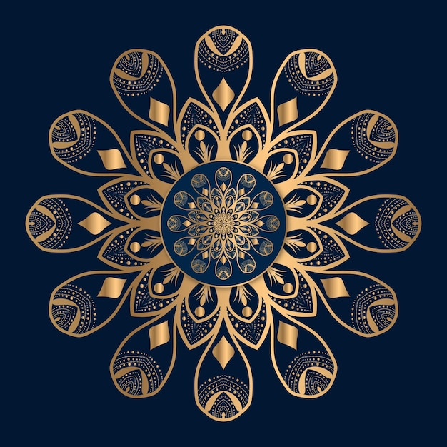 luxury ornamental mandala design background in gold color