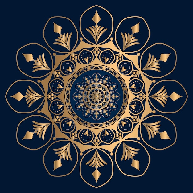 luxury ornamental mandala design background in gold color