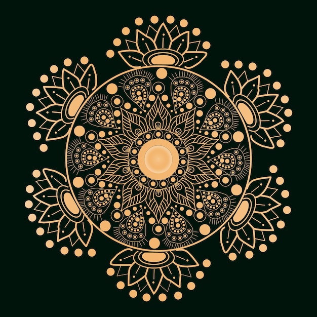 Sfondo di design di lusso mandala ornamentale in colore oro