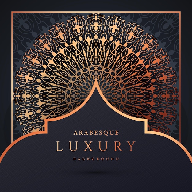 Luxury ornamental mandala design background in golden arabesque pattern vector Premium