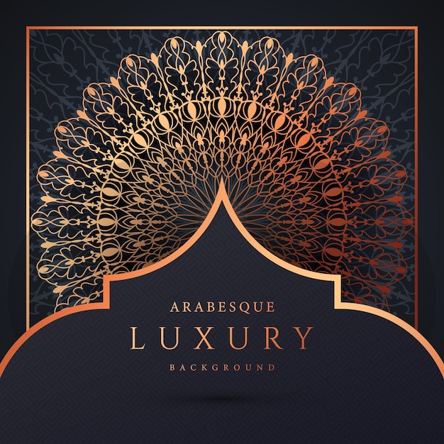 Vector luxury ornamental mandala design background in golden arabesque pattern vector premium
