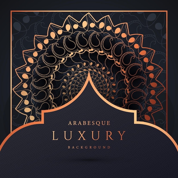 Luxury ornamental mandala design background in golden arabesque pattern vector Premium