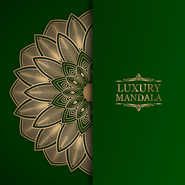 Luxury ornamental mandala design background in golden green color Free Vector