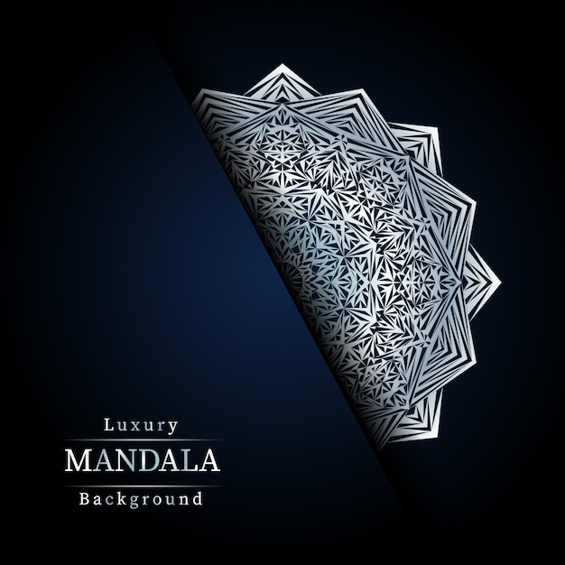 Luxury ornamental mandala design background in Silver  color,  