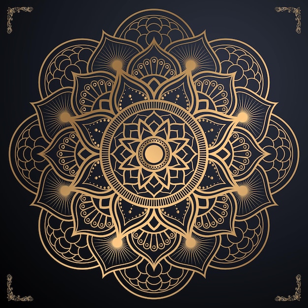 Luxury ornamental mandala design background with golden colorful and vector file download