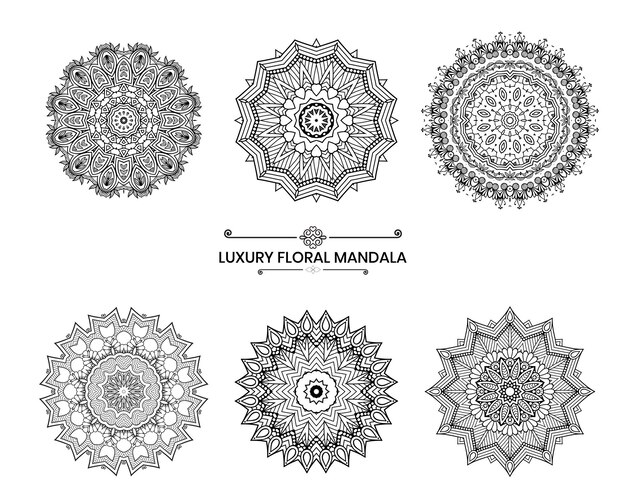 Vettore design mandala ornamentale di lusso, set di motivi decorativi mandala