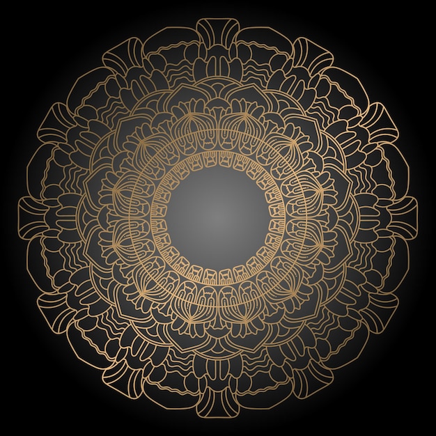 Luxury ornamental mandala design in golden color arabesque pattern background