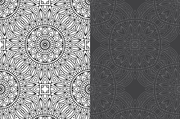 Insieme del reticolo senza giunte di lusso ornamentale mandala design.