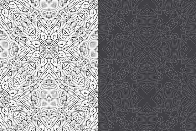 Insieme del reticolo senza giunte di lusso ornamentale mandala design.