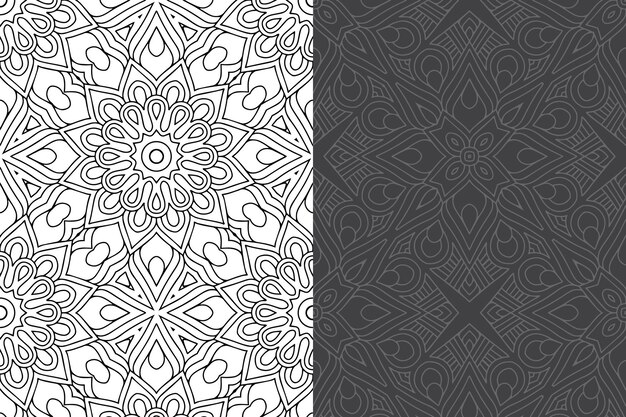 Insieme del reticolo senza giunte di lusso ornamentale mandala design.