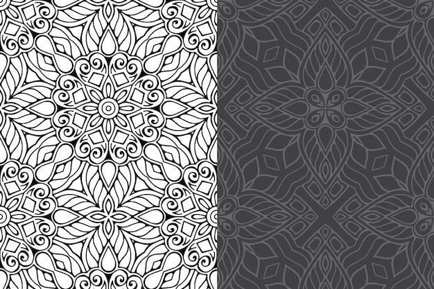 Insieme del reticolo senza giunte di lusso ornamentale mandala design.