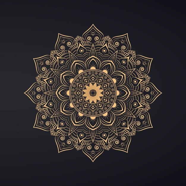 Design mandala ornamentale di lusso con fondo oro