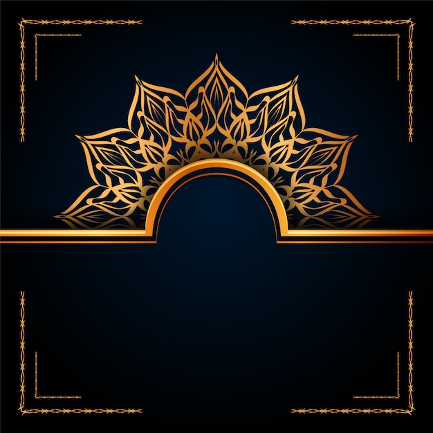 Luxury Ornamental Mandala Islamic Background with Golden Arabesque Patterns for wedding invitation, book cover.