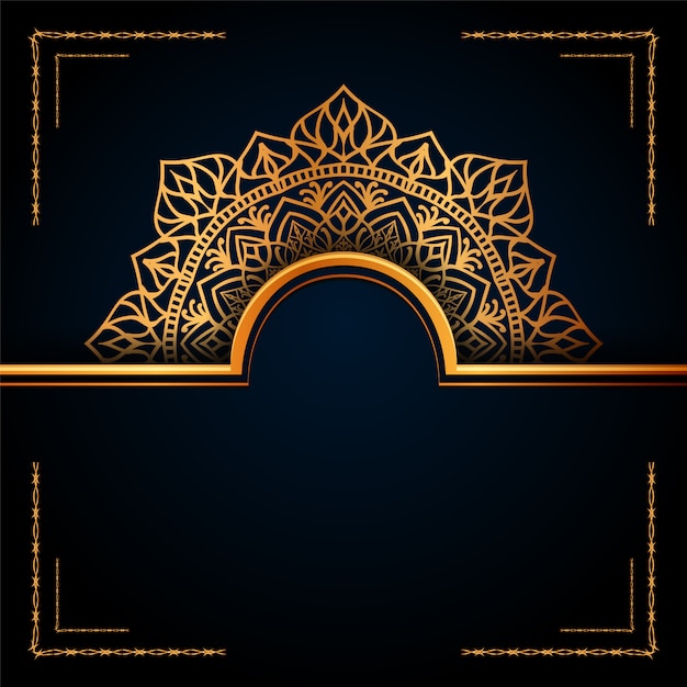 Mandala islamic background ornamentale di lusso con motivi arabi dorati.