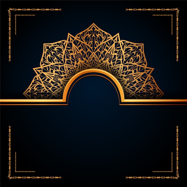 黄金のアラベスクパターンと豪華な装飾的なマンダライスラムの背景