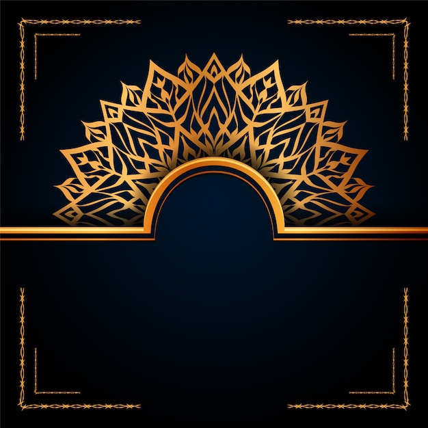 黄金のアラベスクパターンと豪華な装飾的なマンダライスラムの背景