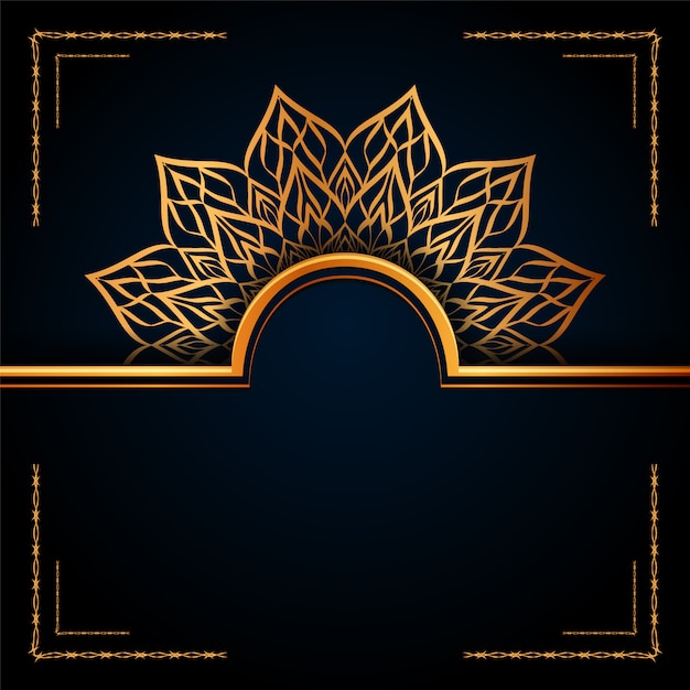 Luxury Ornamental Mandala Islamic Background with Golden Arabesque Patterns.