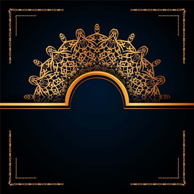 Luxury Ornamental Mandala Islamic Background with Golden Arabesque Patterns.