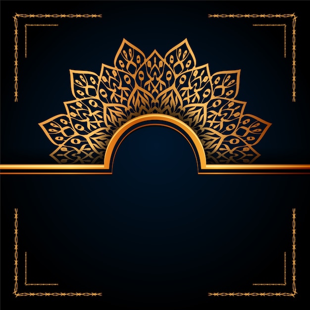 Роскошный орнамент Мандала Исламский фон с золотой арабески для свадебного приглашения, обложки книги.