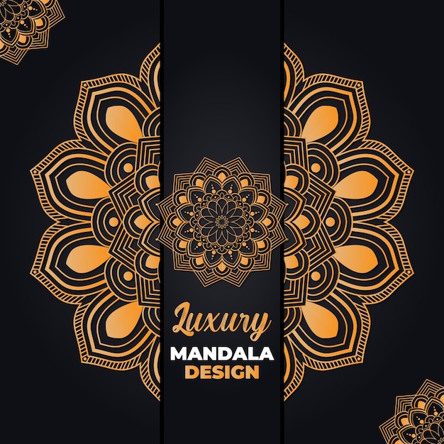 Luxury ornamental and wedding mandala design background in golden color