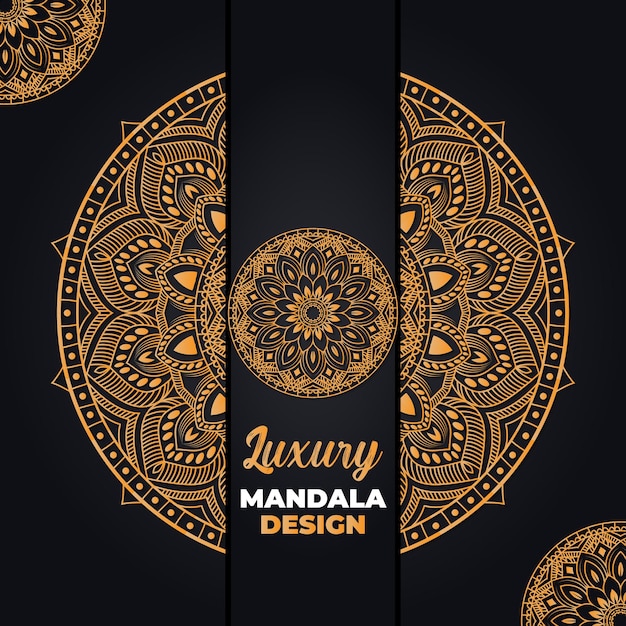 Luxury ornamental and wedding mandala design background in golden color