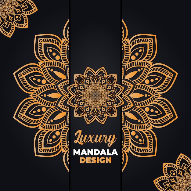 Lussuoso design mandala ornamentale e nuziale e sfondo islamico in colore dorato