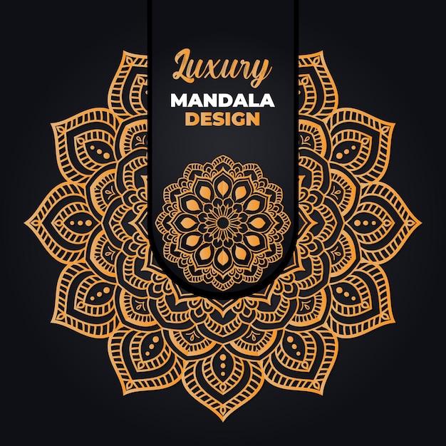 Luxury ornamental and wedding mandala design and islamic background in golden color