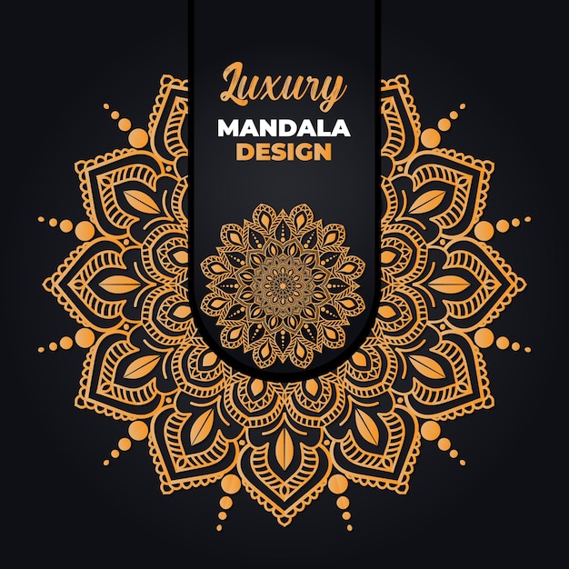 Vector luxury ornamental and wedding mandala design and islamic background in golden color