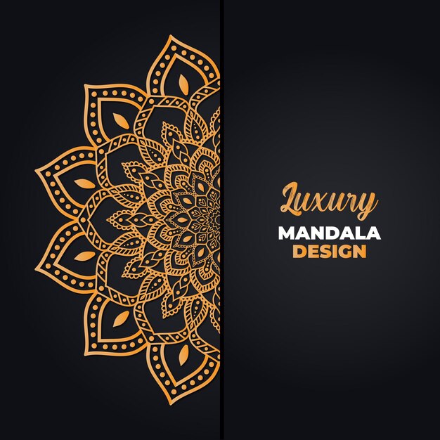 Vector luxury ornamental and wedding mandala design and islamic background in golden color