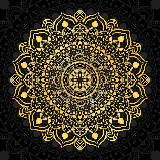 Vector luxury ornamental with golden mandala background