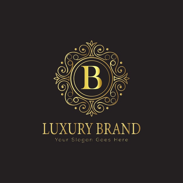 luxury ornate letter b logo with floral frame