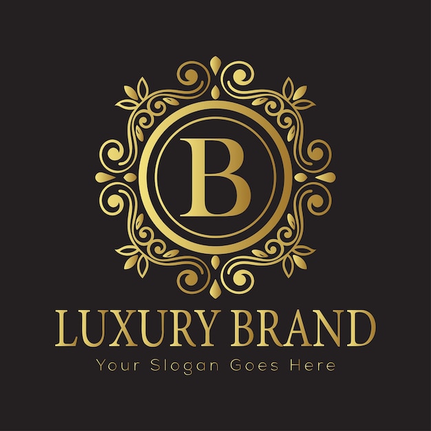 luxury ornate letter logo with floral frame and dots