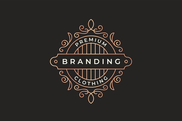 Vector luxury outline vintage and retro geometric victorian border ornament logo