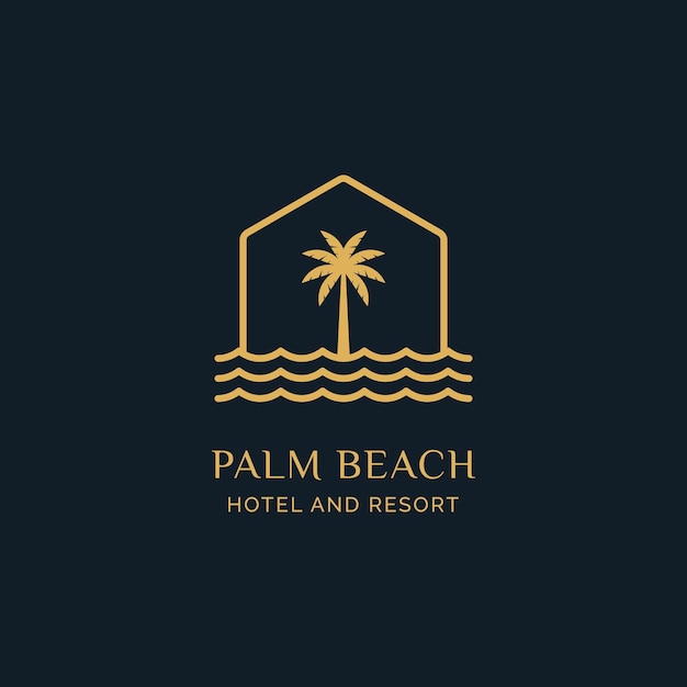 Vector luxury palm beach hotel house home resort logo design vector inspiration