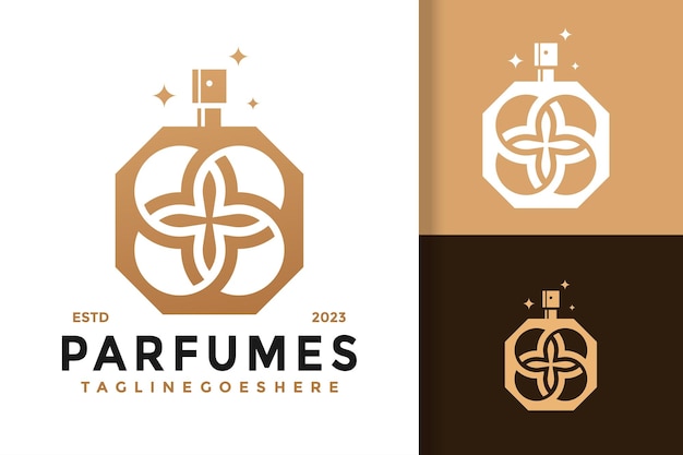 Vector luxury parfume bottle logo vector icon illustration