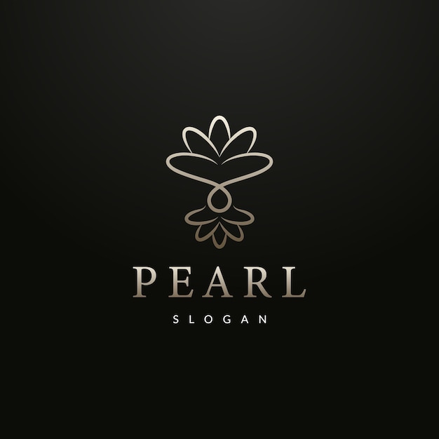 Luxury pearl shell logo design with line art style