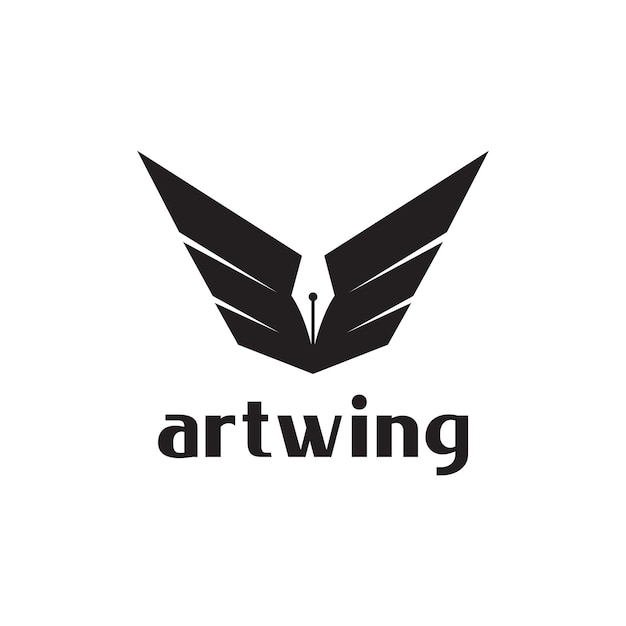 날개 로고 디자인 벡터 그래픽 기호 아이콘 일러스트 크리 에이 티브 아이디어와 함께 럭셔리 펜