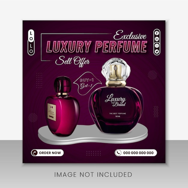 Vector luxury perfume social media post design and web banner template