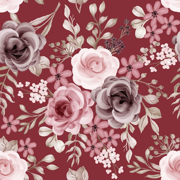 Luxury Pink and Maroon Rose Flower Wreath Pattern