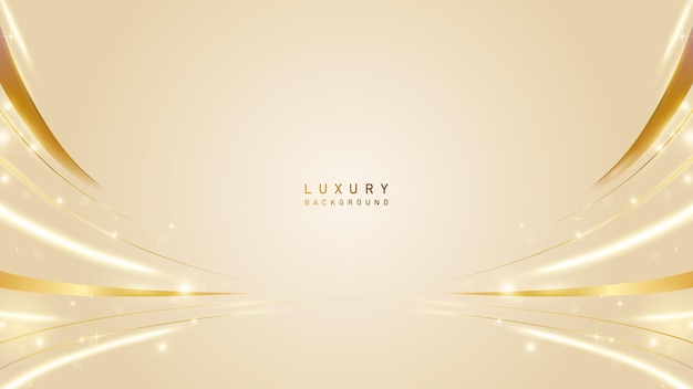 luxury podium award in gold cream color background with golden line elements and curve