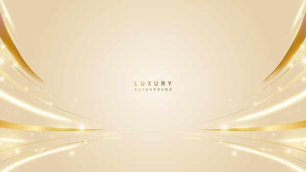 Vector luxury podium award in gold cream color background with golden line elements and curve