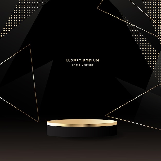 Luxury Podium with black and gold Background