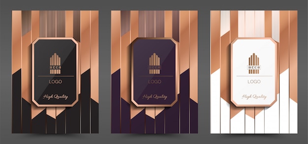 Luxury premium art deco cover layout design template,