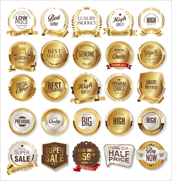 Luxury premium golden badges and labels