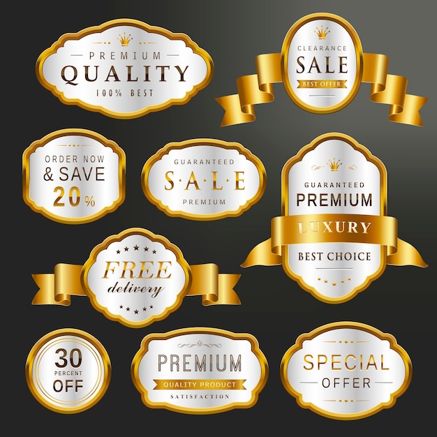 Luxury premium labels set collection over black background