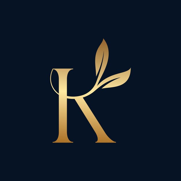 luxury premium leaf logo letter K