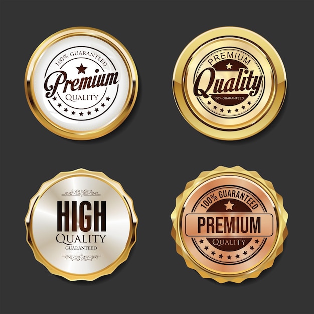 Vector luxury premium quality golden badges and labels collection